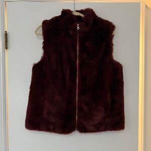 J. Crew Deep Burgundy Faux Fur Vest